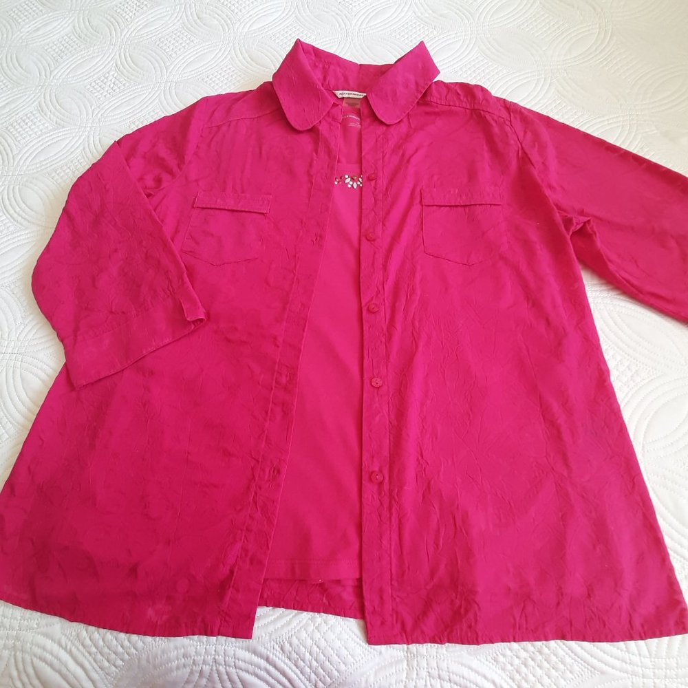 Allison Daley blouse and tank top set.Pink.Size 14. 2 pieces. Short sleeve